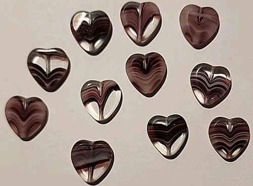 Czech Purple & Clear Glass Heart 11 Beads Heart Pendant Top To Bottom Drilled