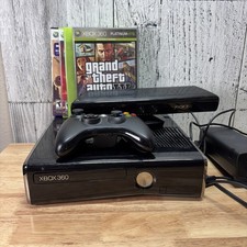 Microsoft Xbox 360 S Slim 250GB Console Controller GTA IV Tested Kinect Bundle