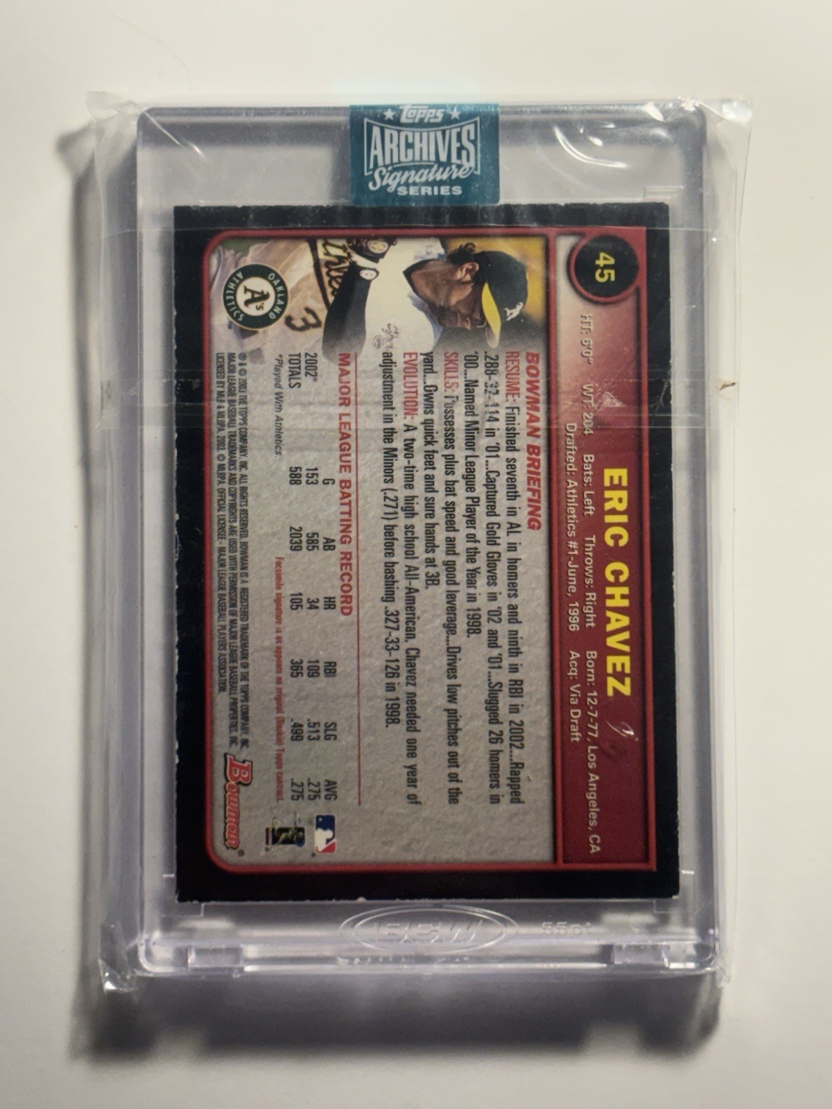 2024 Topps Archives Signature Eric Chavez Auto 1/1 2003 Bowman Oakland A’s view 3