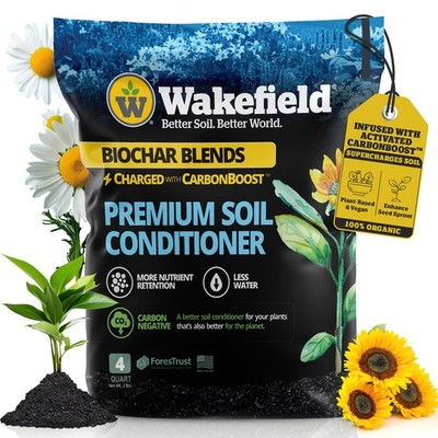 Wakefield Biochar with CarbonBoost for Gardens Succulents and Houseplants 4 Q...