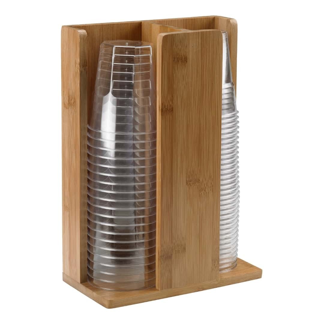 Natural Bamboo Cup Holder 2 Columns 21x11x30 Cm Leone - Hotel Bar Buffet