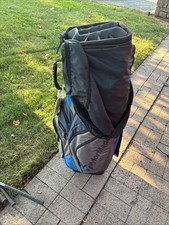 TaylorMade 14 Way Grey Blue Golf Cart Bag Strap and Rain Cover