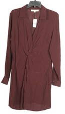 Loft Dress Women’s 10 Burgundy Red A Line V Neck Long Sleeve 