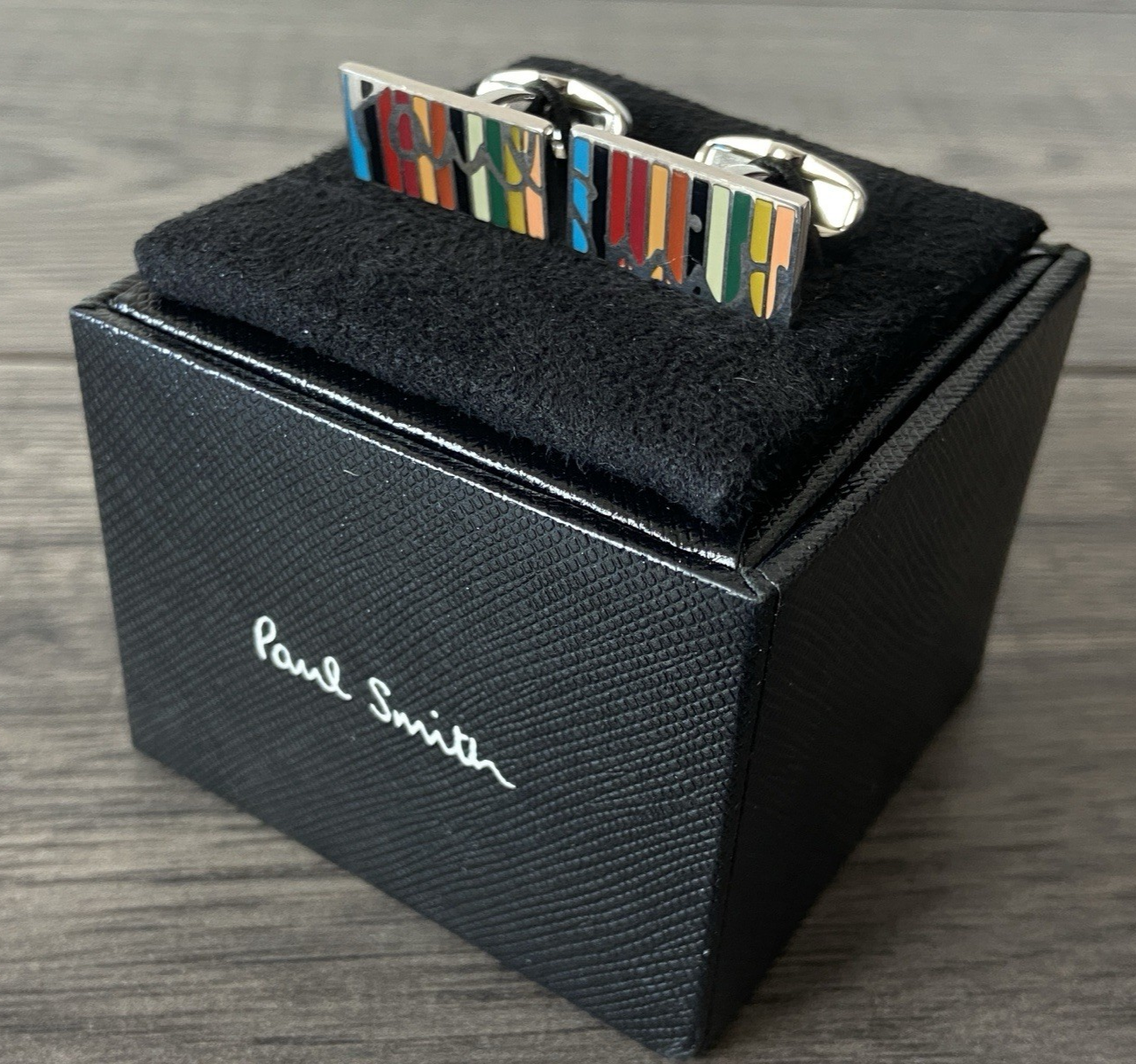 PAUL SMITH SIGNATURE STRIPE & LOGO CUFFLINKS RETAIL £120 BNIB