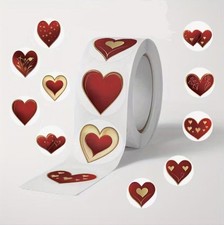 100 x Assorted Red Hearts Mix Stickers Labels 25mm
