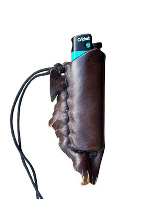 Leather Hand Made Lighter Holder with String Necklace Lanyard