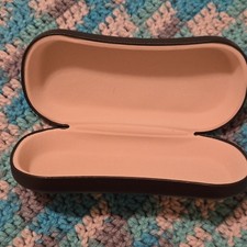 Brown Faux Leather Clamshell Hard Case for Glasses and Sunglasses