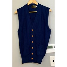 Fargo Cardigan Vest Mens Large Blue Vintage Cable Knit Button Front Pockets 6052