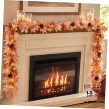 Maple Maple 9FT Fall Garlands with Lights - Large Decor for Home