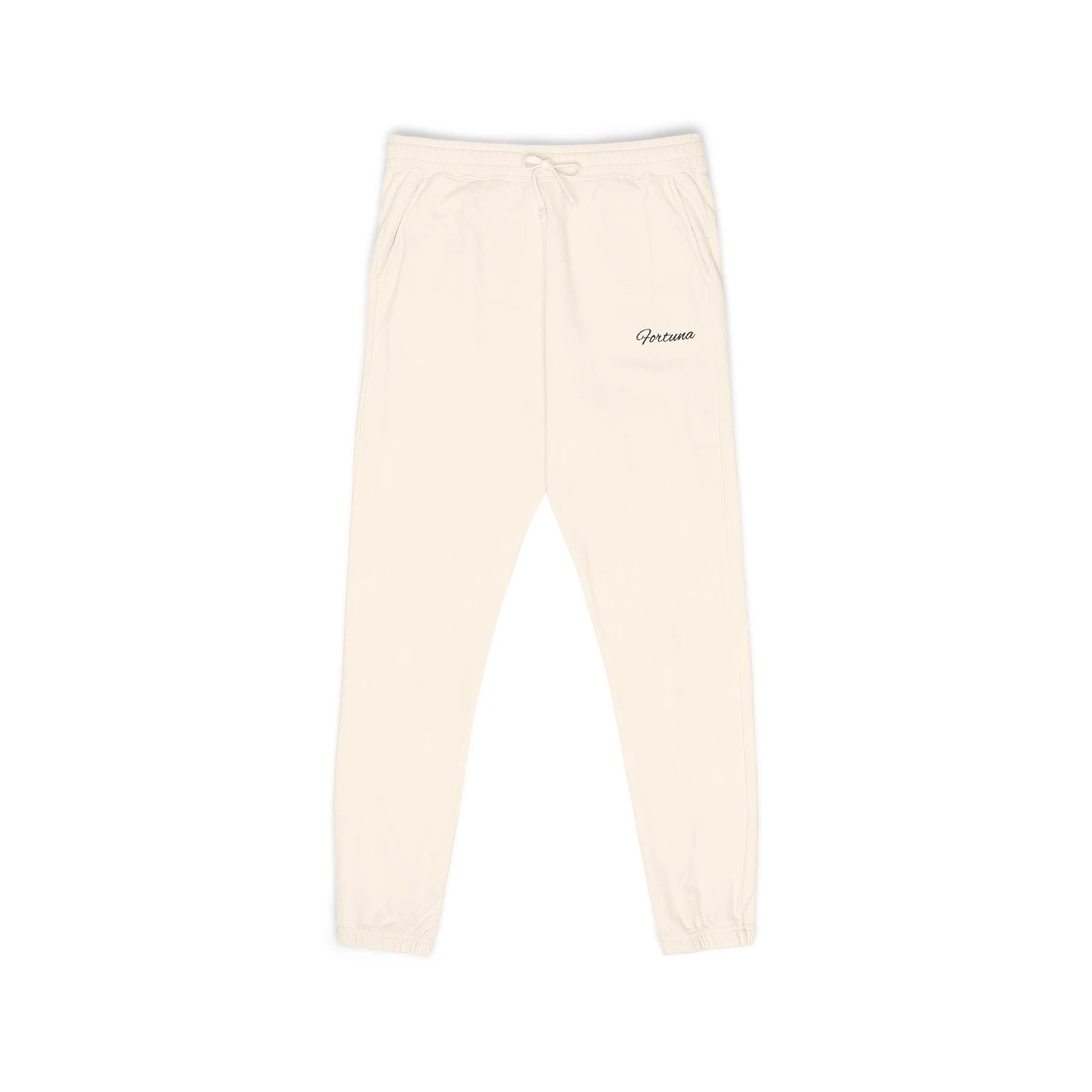 Minimal Script Logo Sweatpants | Cream Fleece Joggers