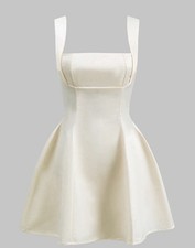 Micas Tie Back Zipper Backless Slip Mini Dress IVORY / XS