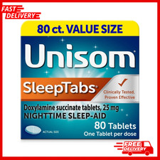Unisom SleepTabs Nighttime Sleep-Aid Tablets, Doxylamine Succinate 25 mg, 80 Ct