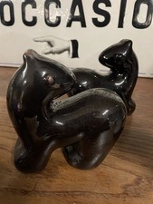 Paire de Sculpture Céramique Design Vintage Ancien Chien Art Deco