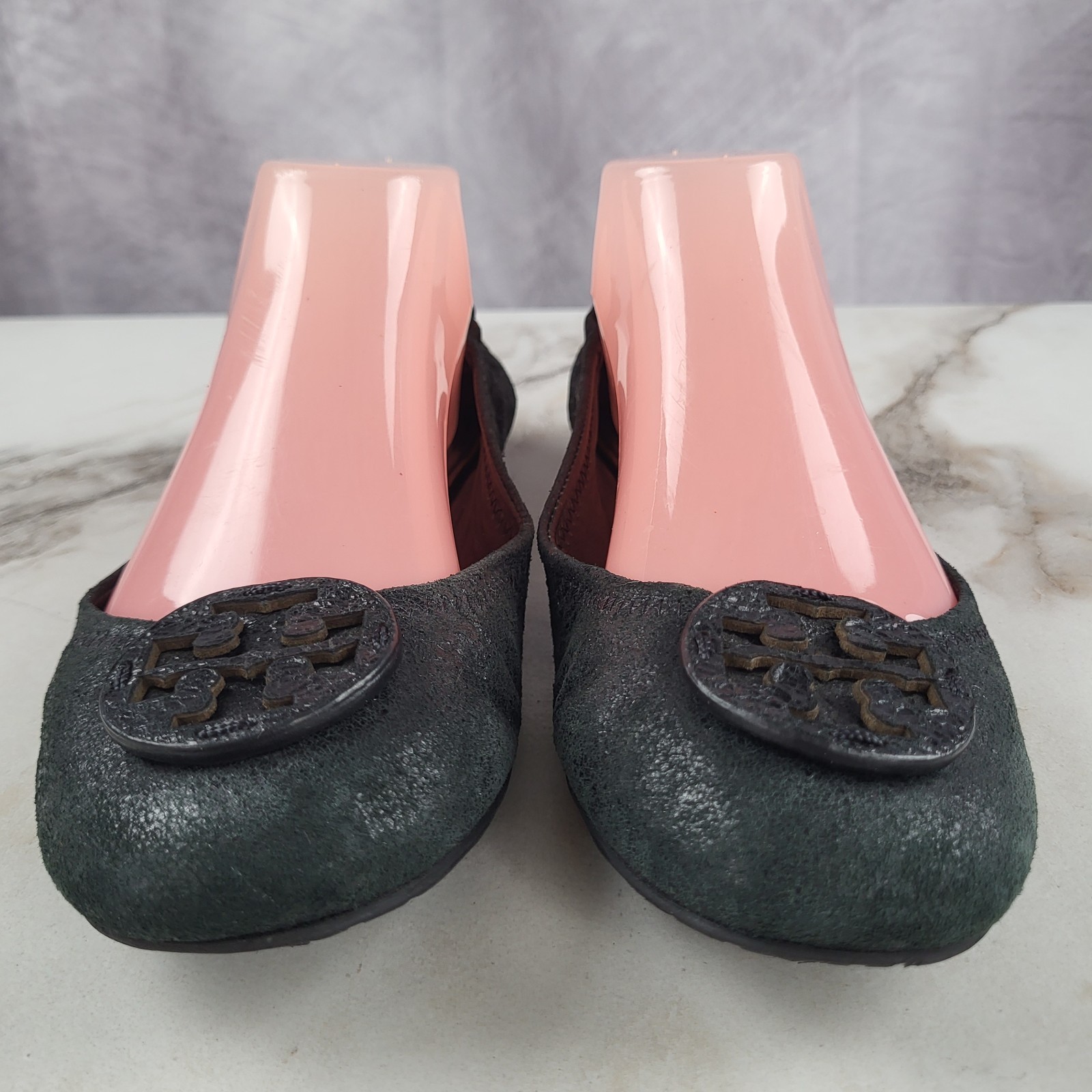 Tory Burch Reva Distressed Leather Ballet Flats Women's Size 8 M Black thumbnail 5