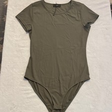 Olive Green Short Sleeve Ribbed Bodysuit