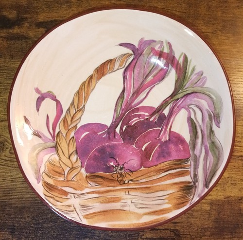 Ceramisia Italy Ceramic Bowl Plate Dish Red Onions In Basket Decor 9.75" x 1.75"