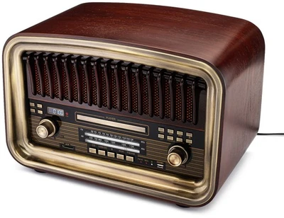 SoundBeast All-in-One AM/FM Wooden Radio with CD Player, Bluetooth, USB, Aux, SD