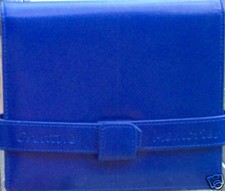 Creative Memories Picfolio Minutes Album-Dark Blue Matching Strap Tan Sleeves