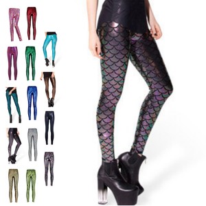 Womens Mermaid Fish Scale Printing Slim Leggings (Size M)5.77