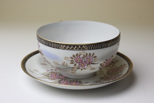 Sakura Cherry Blossom Lithophane Geisha Porcelain Cup and Saucer NEW Japan - Picture 54 of 57