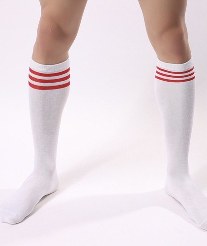 Men's Socks 80's Old School Classic Striped Mid Calf Athletic Tube Socks - Picture 12 of 37