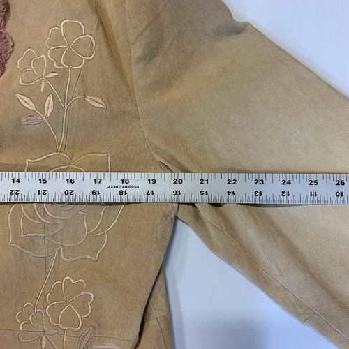 Boston Proper Women's Crocheted & Embroidered Long Leather Duster Jacket Size 16 - Picture 12 of 13