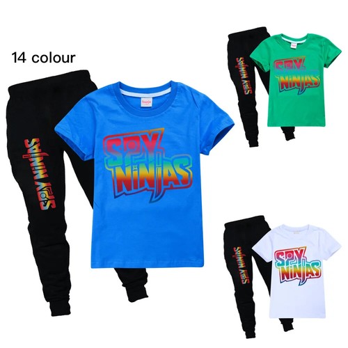 Short Sleeve Cotton T-shirt Tops SPY NINJA Trouser Boys set pants fashion new - Picture 2 of 35