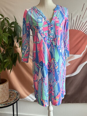 Lilly Pulitzer Ali Dress Out to Sea T-Shirt Dress Sz S Vacation