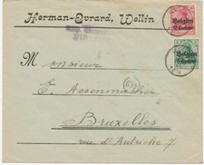 LANDESPOST IN BELGIEN 1918 5 Pf und 10 Pf Germania mit Aufdruck „Belgien / 5 Cen