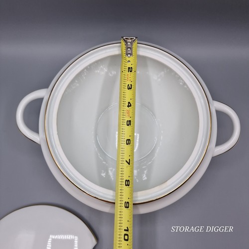 Vintage Bavaria Covered Porcelain Serving Soup Bowl/Tureen White Gold Trim - Picture 11 of 12