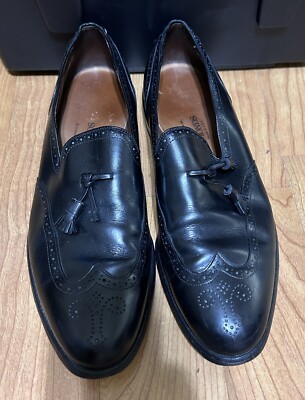 Allen Edmond Black Berwick Black Wingtip Tasseled Loafer Men s 13