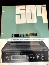 ORIGINAL McINTOSH C-504 C504 Instruction OWNERS MANUAL USER GUIDE ORIGINAL 