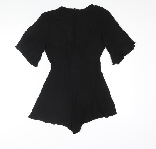 Missguided Womens Black Polyester Playsuit One-Piece Size 6 Zip - Tie Detail - Picture 2 of 10