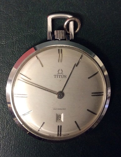 vintage titus incabloc swiss made pocket mens watch stainless