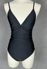 Cupshe women's one piece swimsuit Tunny control Rouched Black Small New With Tag