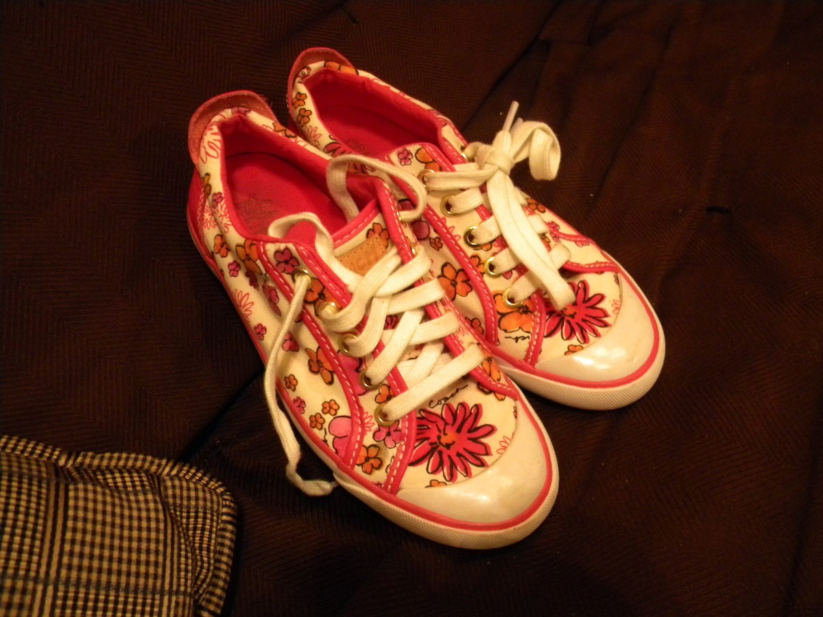 COACH Barrett POPPY White Pink Floral Canvas Leather Sneakers