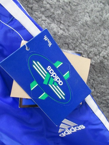 NWT Rare 90s Adidas TEAM Vintage Nylon Blue Track Pants Youth Medium - Picture 2 of 14
