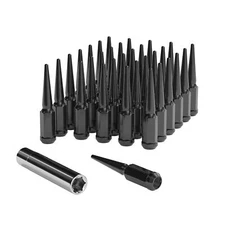 32pcs M14x1.5 Spike Wheel Lug Nuts Compatible with Silverado/Sierra 1500 Black