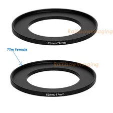 (2 Pcs ) 52-77mm 52 mm to 77 mm Metal Step Up Lens Filter Ring Adapter US Seller