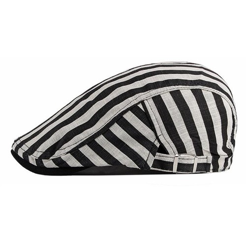 Beret Hat Men 100% Cotton Black White 