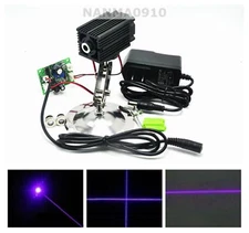Dot/Line/Cross 100mW 405nm Violet/Purple Blue Laser Module w Adapter & Holder