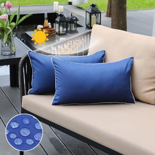 Blue Outdoor Waterproof Sun 12x20 Inch Lumbar Navy Blue