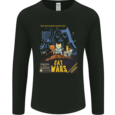 Cat Wars lustiges Sci-Fi Herren Langarmshirt