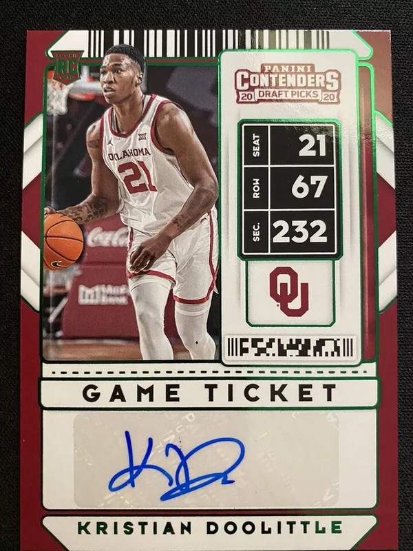 2020-21 Contenders Draft Kristian Doolittle RC #117 Autograph  Oklahoma Sooners