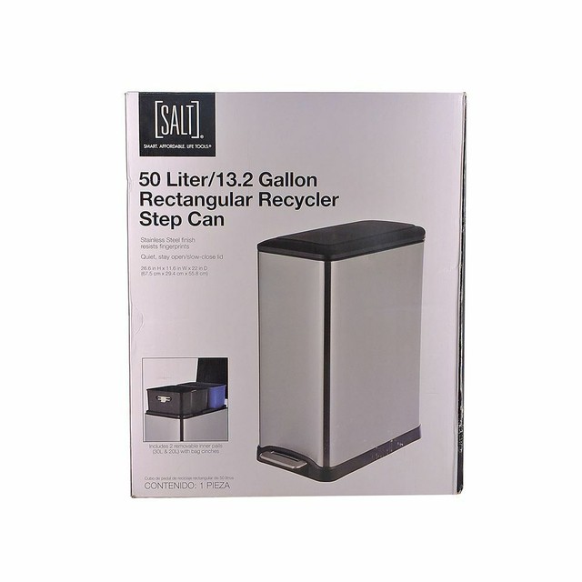NEW SALT 50-Liter 2-Compartment Stainless Steel Step Trash ...