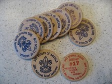 Vtg Lot of 9 Boy Scouts of America National Scout Jamboree 1981 Wooden Nickels