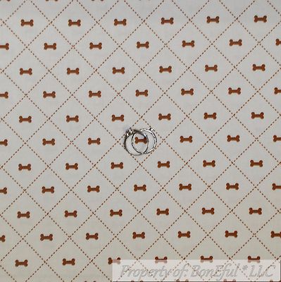 BonEful Fabric FQ Cotton Quilt Cream Brown Dog Bone House Small Calico Print USA