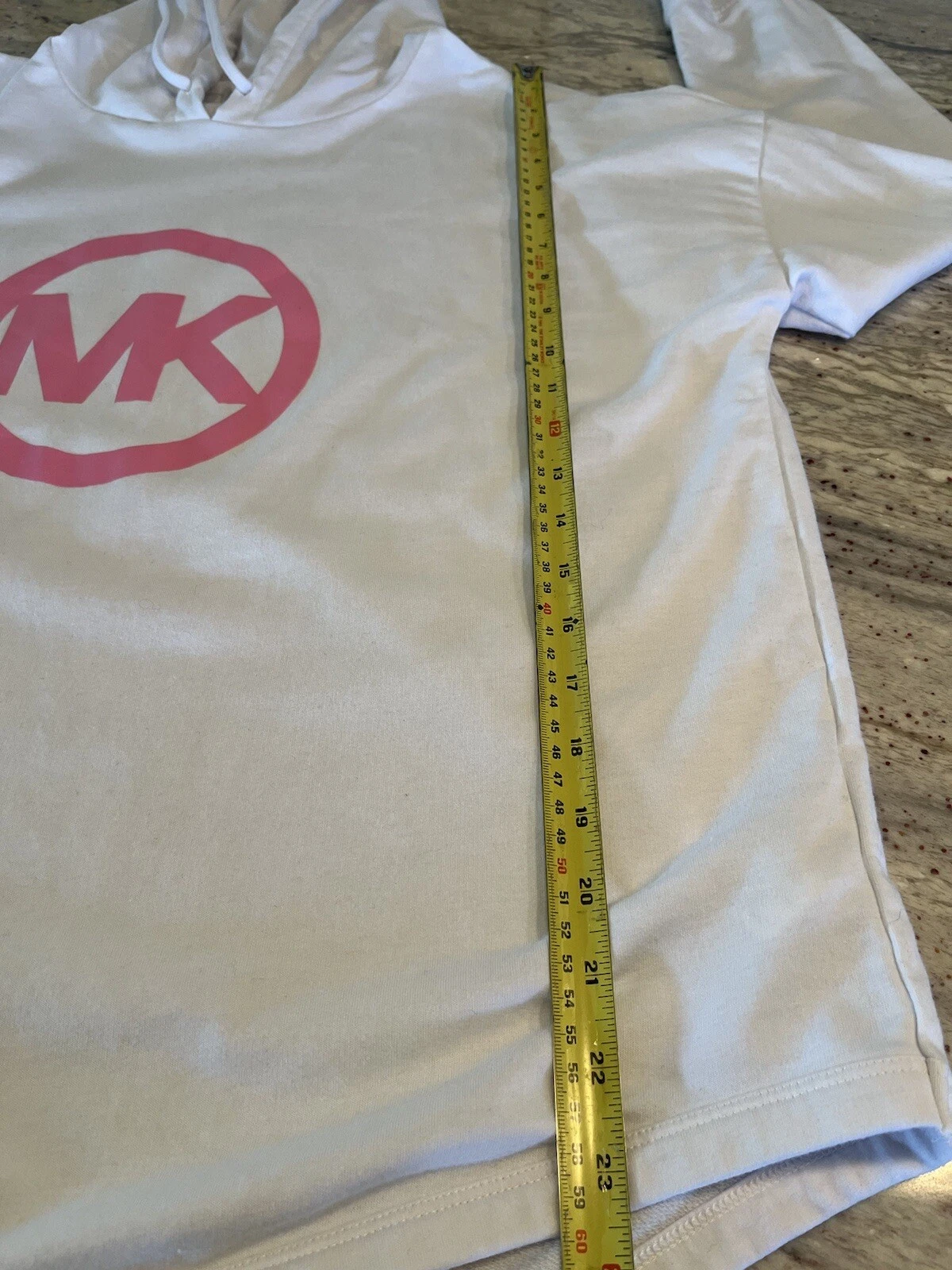 Felpa con cappuccio pullover Michael Kors rosa MK logo bianco donna taglia media