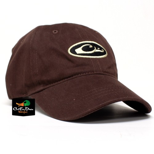 DRAKE WATERFOWL SIX PANEL UNFORMED OVAL LOGO COTTON HAT BALL CAP BROWN
