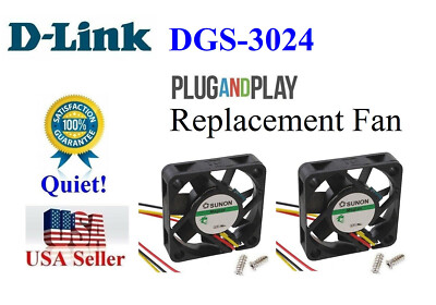 2x new Quiet Replacement Fans for D-Link DGS-3024